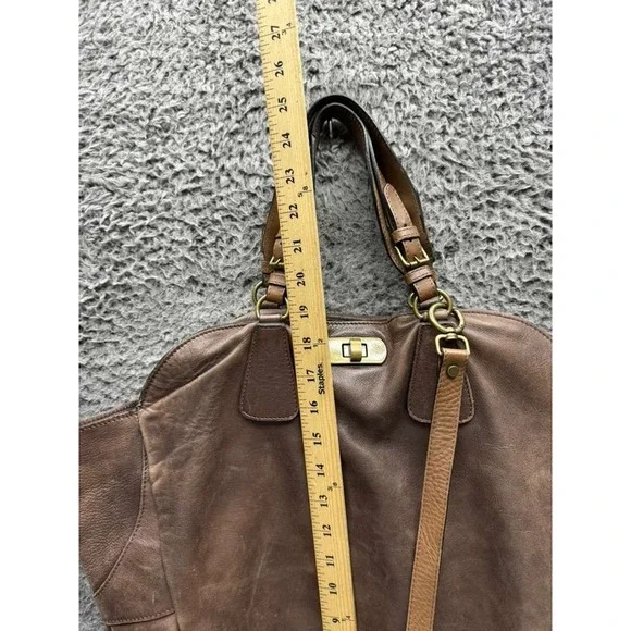 Marni Women's Convertible Leather Turn Lock Crossbody Tote Hobo Bag Brown - Picture 14 of 14